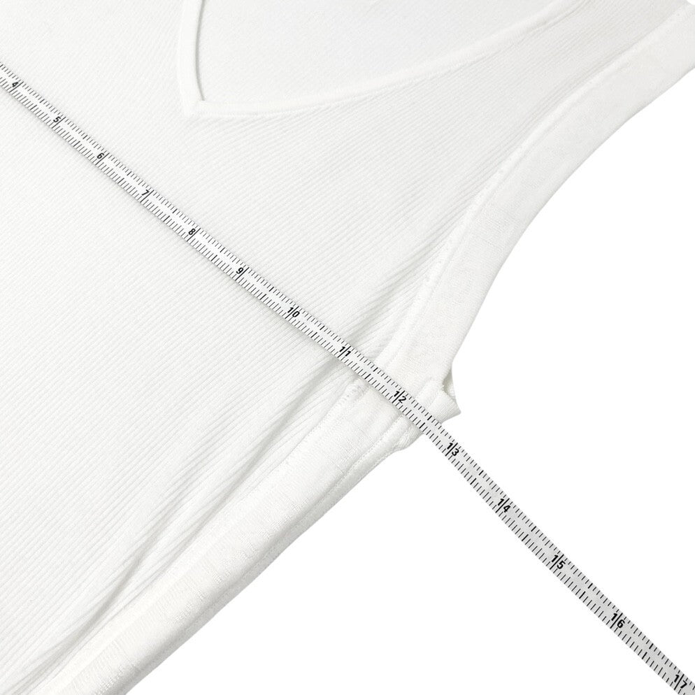 CHANEL Sport Vintage 06P CC Mark Logo Rib Tank Top #38 White Cotton Rayon