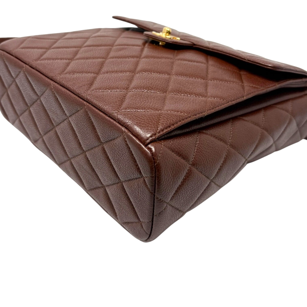 CHANEL Vintage CC Turnlock Quilted Flap Crossbody Bag Brown Gold Leather 902843