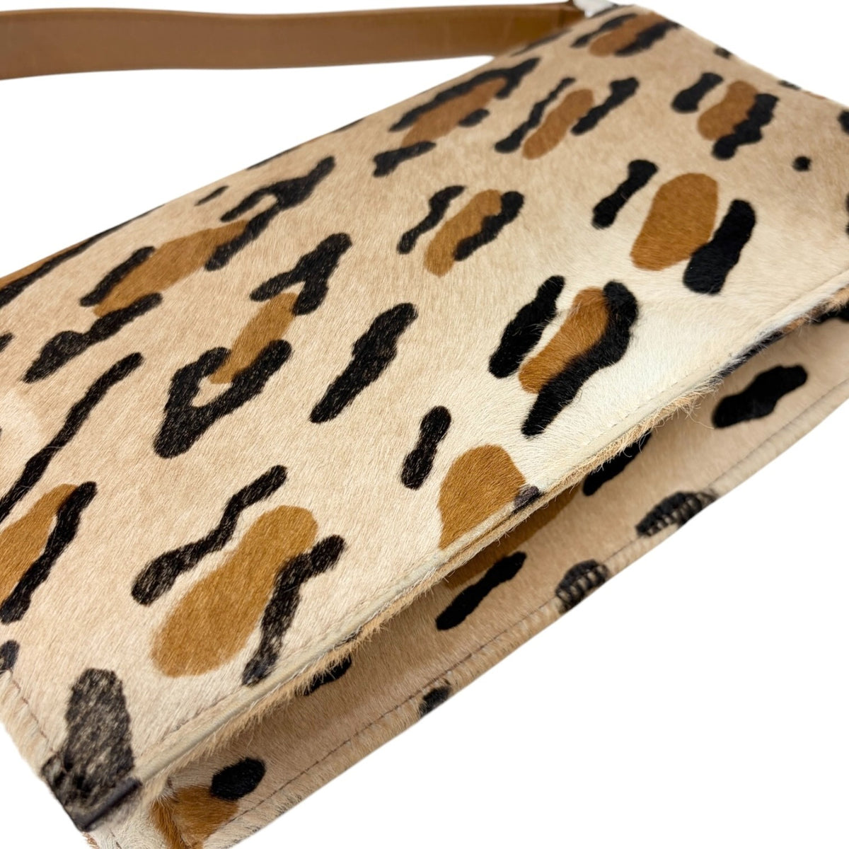 FENDI Vintage Mamma Baguette Leopard Shoulder Bag Brown Pony Calf Hair 902353