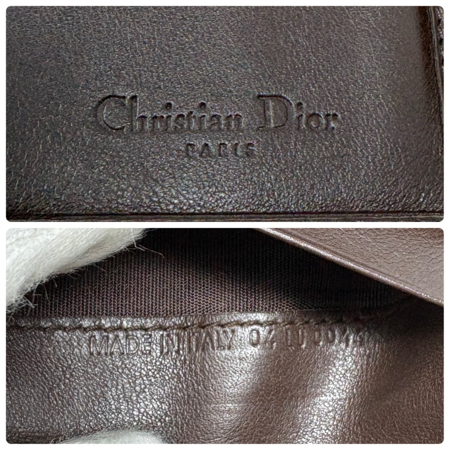 Dior Vintage Logo Cow Print Pony Calf Hair Mini Wallet Brown White 901888