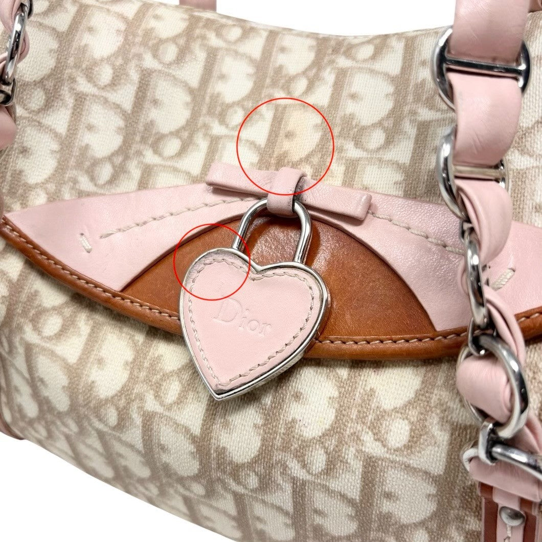 Christian Dior Vintage Trotter Monogram Romantique Shoulder Bag Beige 902306