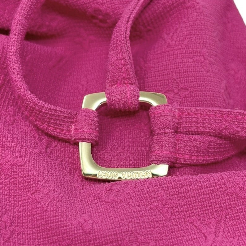 LOUIS VUITTON Vintage LV Logo Monogram Swimsuit #36 Bodysuit Pink Nylon Rank AB