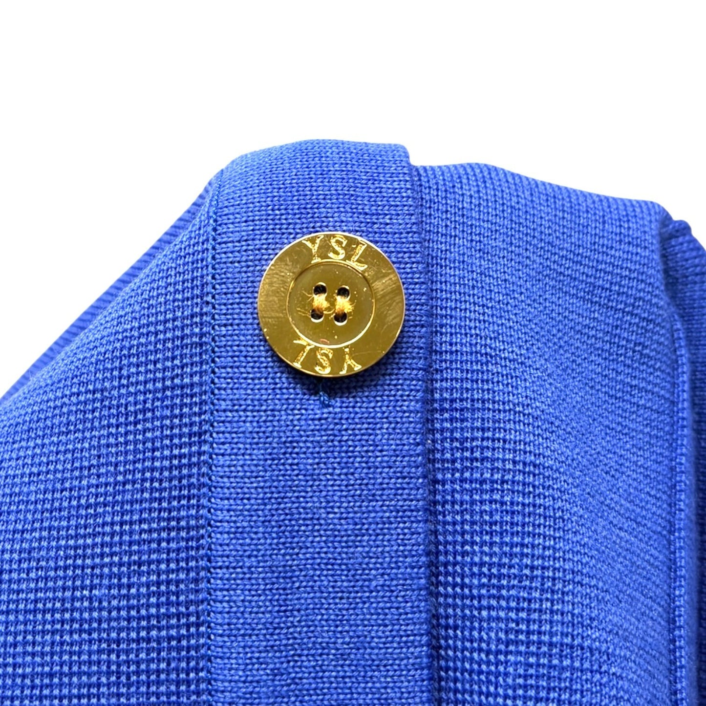 Yves Saint Laurent Vintage YSL Logo Cardigan Top Sweater #M Button Blue