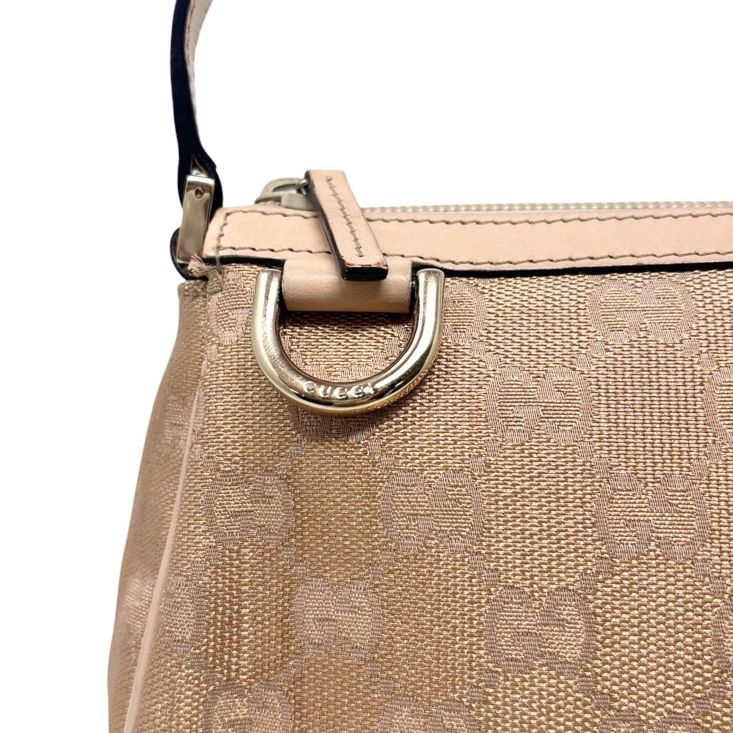 GUCCI Vintage GG Monogram Abbey Mini Glitter Bag Pink Beige Gold 901867