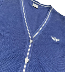 CHANEL Sport Tennis Vintage 06P CC Cardigan Top #38 Blue White Cotton Rank AB