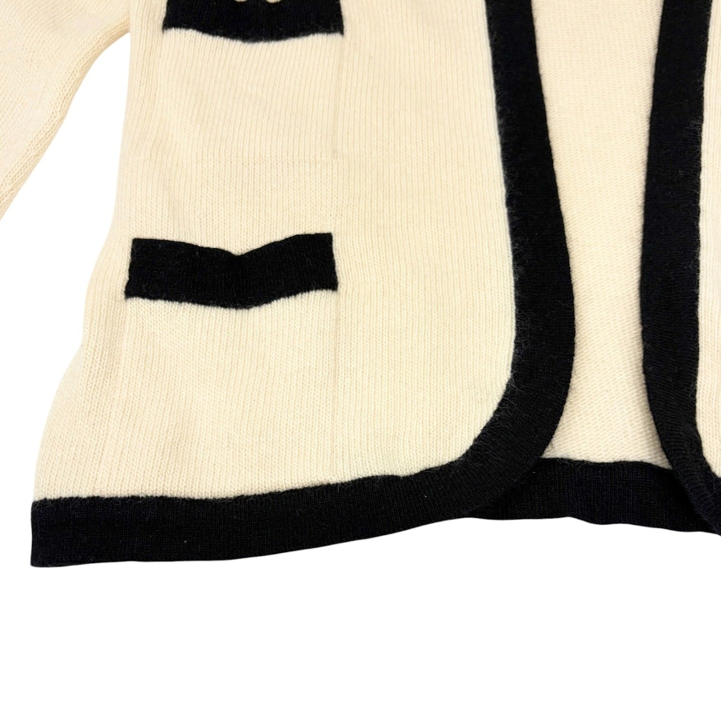 CHANEL Vintage 02A CC Cashmere Knit Cardigan Sweater Top #42 Cream 106911