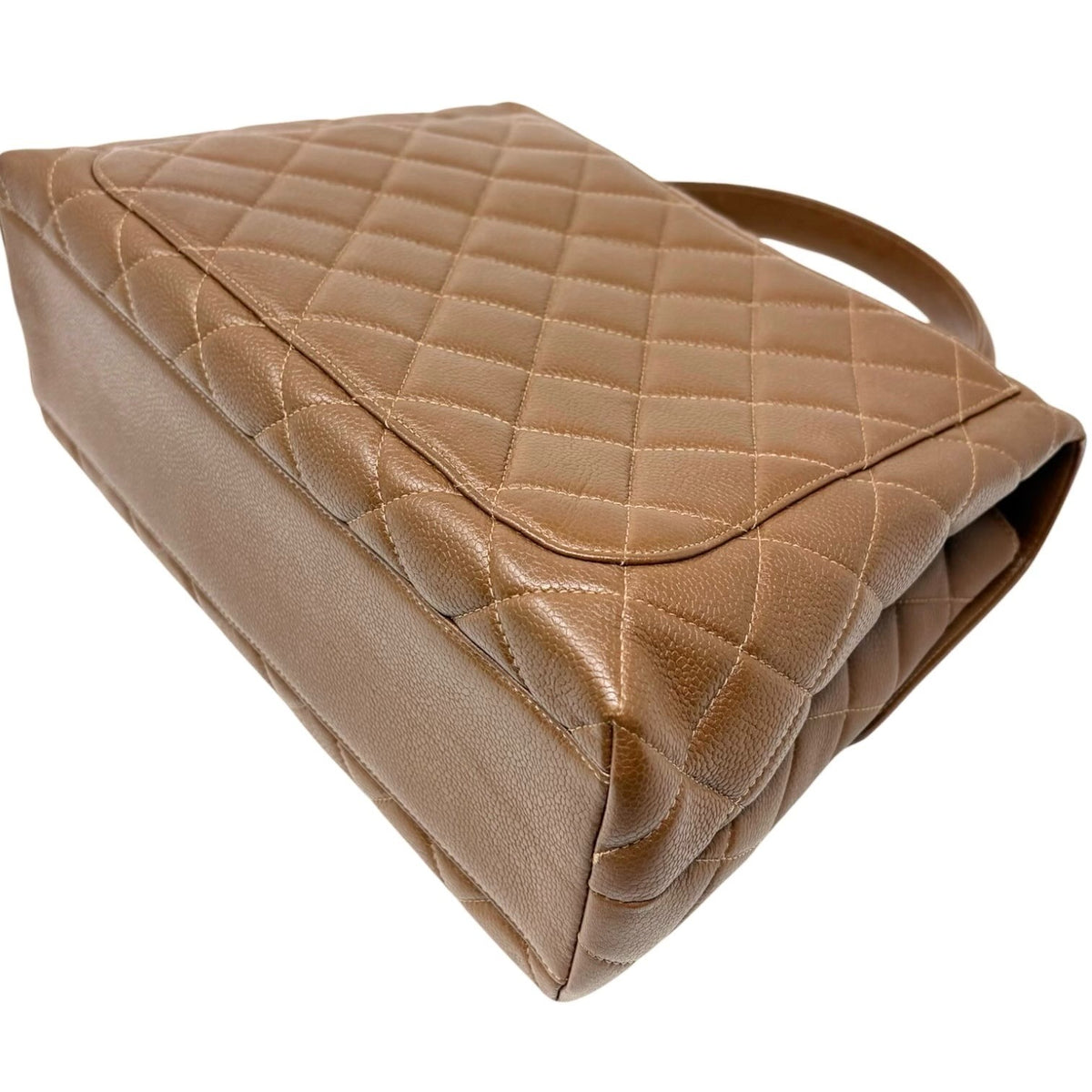 CHANEL Vintage CC Turnlock Quilted Top Handle Bag Brown Gold Leather 902334
