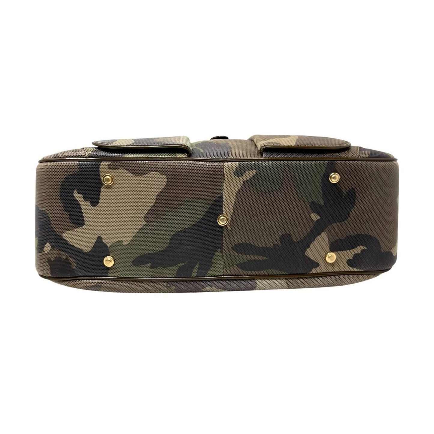 Christian Dior Vintage 2000 Camouflage Double Saddle Bowler Bag Khaki 902423