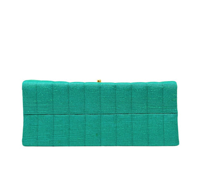 CHANEL Vintage CC Mark Logo Crossbody Shoulder Flap Bag Chain Green Gold Cotton