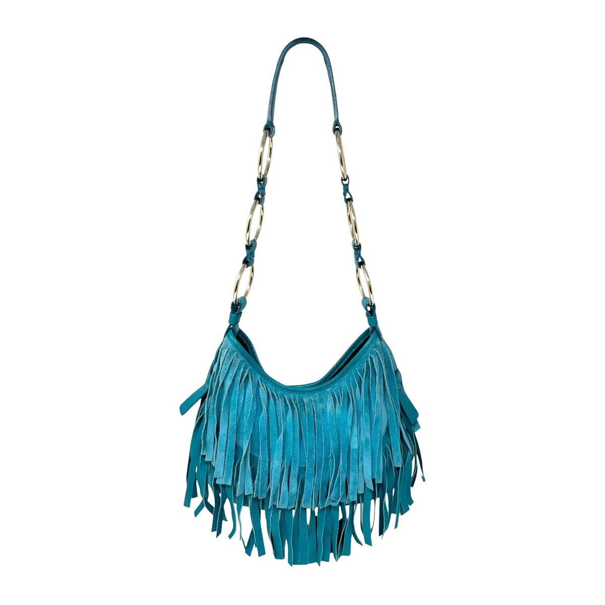 Yves Saint Laurent Vintage Rive Gauche Fringe Boheme Shoulder Bag Blue 902913