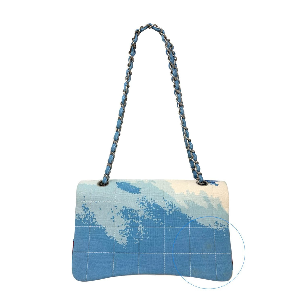 CHANEL Vintage CC Surf Turnlock Chain Flap Crossbody Bag Blue Canvas 902363