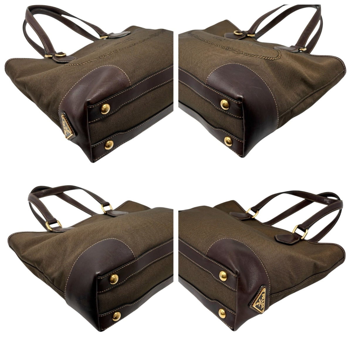 PRADA Vintage Triangle Logo Milano Jacquard Shoulder Tote Bag Brown 902457