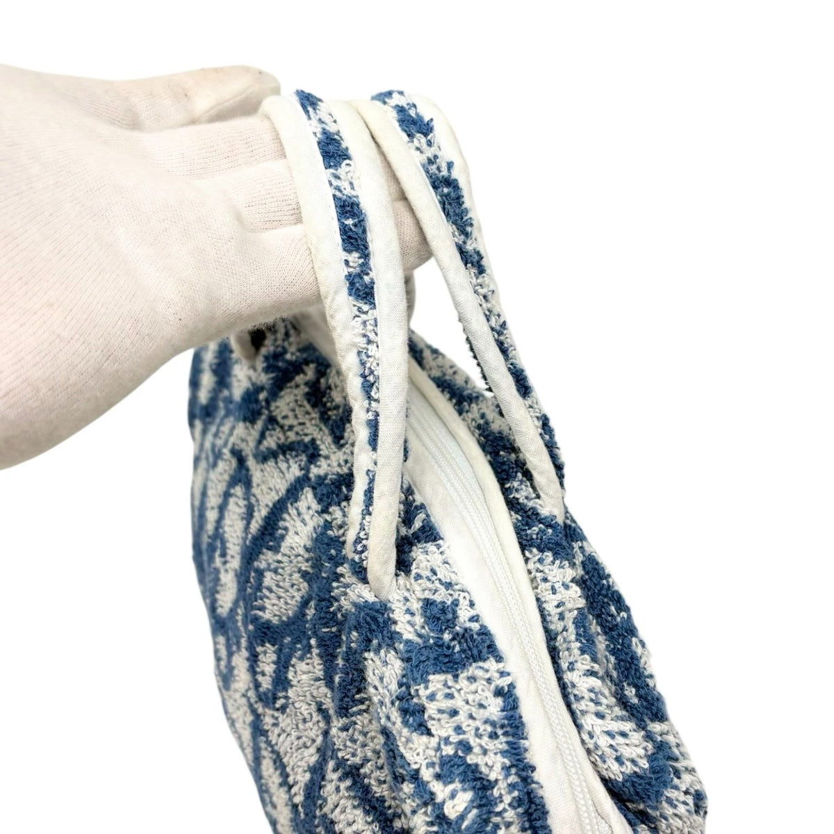 Christian Dior Vintage Trotter Monogram Terry Cloth Mini Bag Blue 902337