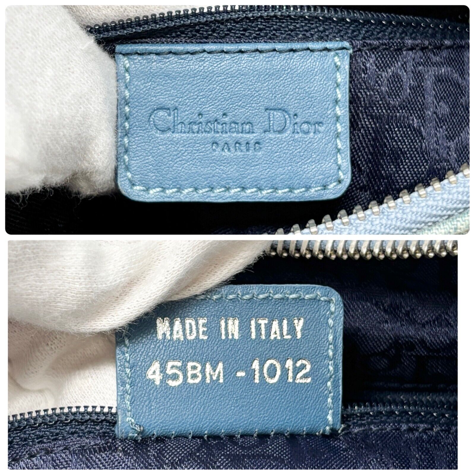 Christian Dior Vintage 2002 Admit It Denim Shoulder Bag Blue Silver Cotton