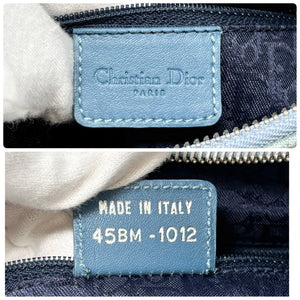 Christian Dior Vintage 2002 Admit It Denim Shoulder Bag Blue Silver Cotton