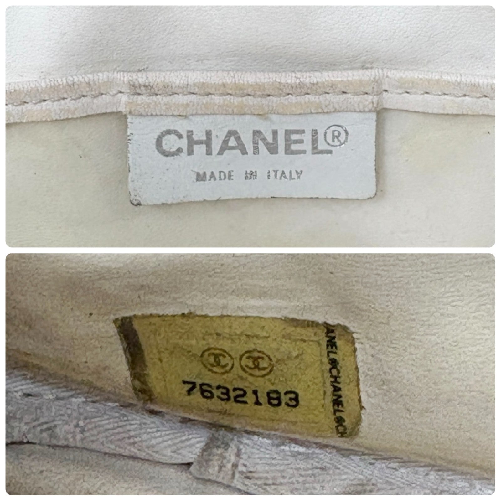 CHANEL Vintage 02S CC Logo Chain Shoulder Bag Handbag Terry Cloth Orange White