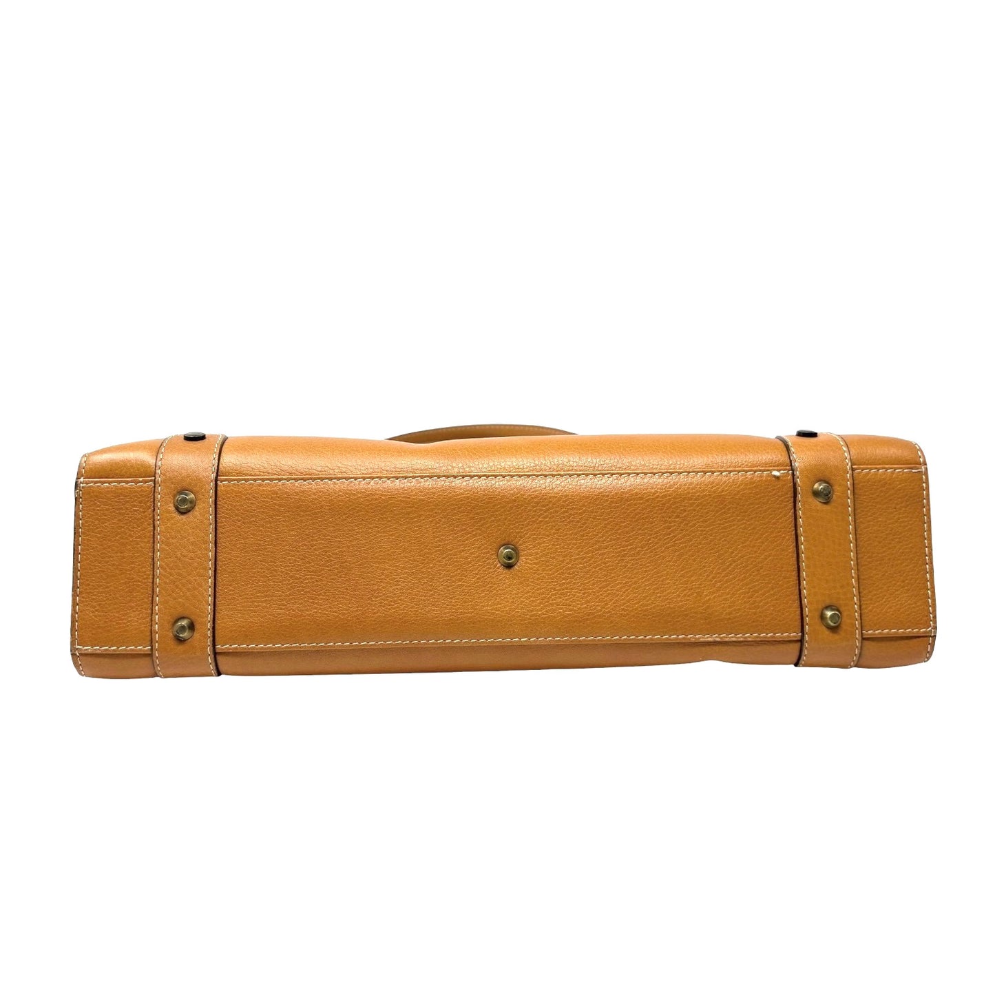 Christian Dior Vintage East West Lady Dior Shoulder Bag Brown Gold 901897