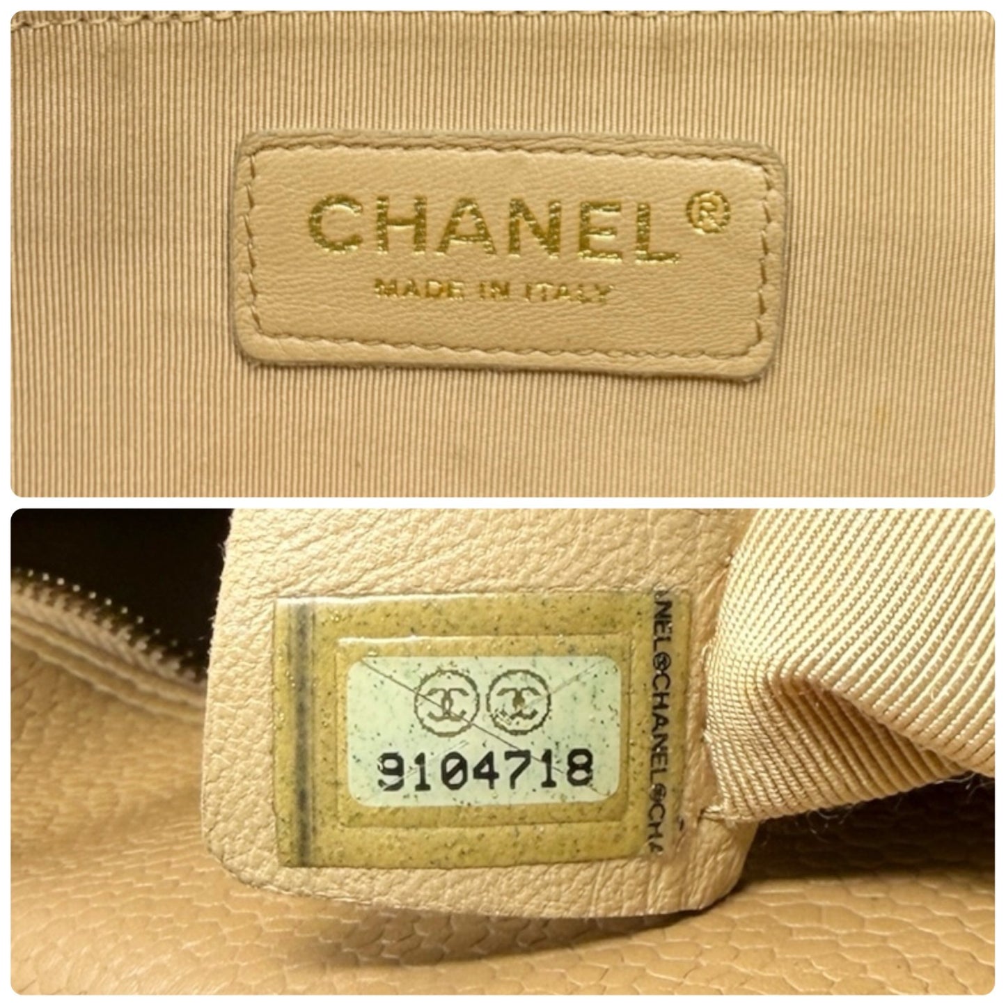 CHANEL Vintage Big CC Logo Quilted Leather Boston Bowling Bag Beige Gold Stitch