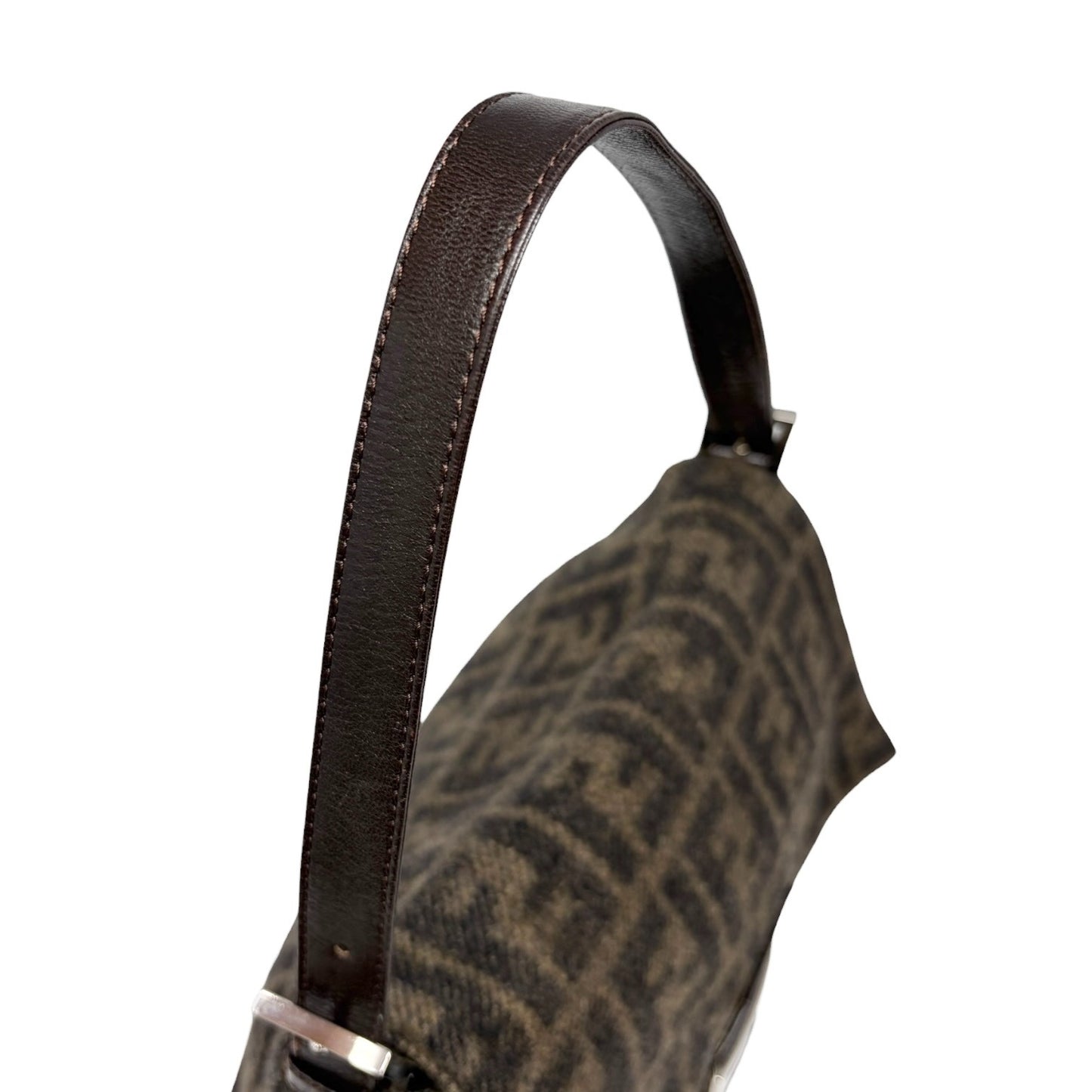 FENDI Vintage FF Zucca Cashmere Mamma Baguette Shoulder Bag Brown 902093