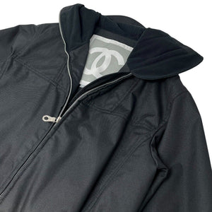 CHANEL Sport Vintage 02A CC Logo Zipped Hoodie Jacket Coat #36 Black Polyester