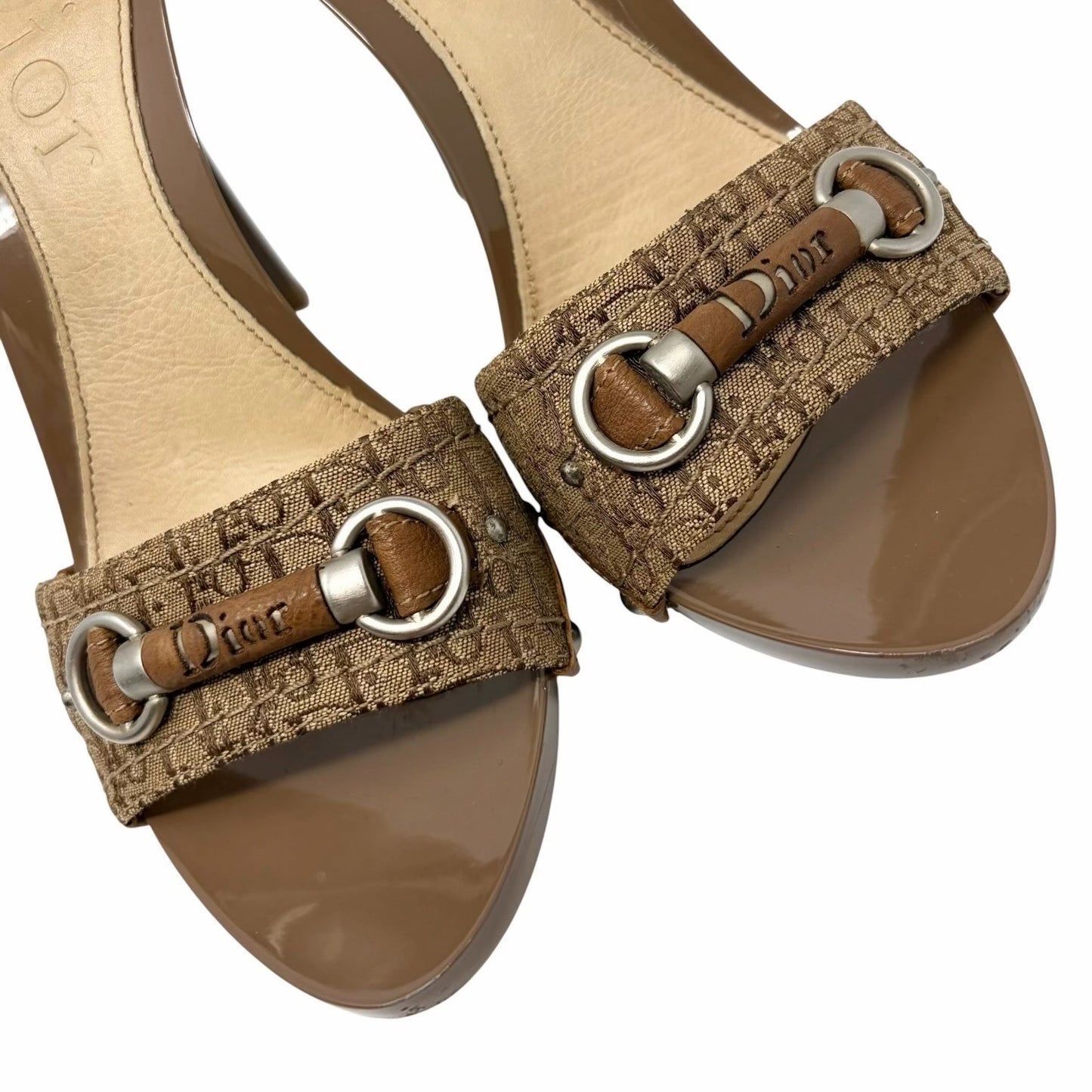 Christian Dior Vintage Trotter Monogram Sandals Heels #36