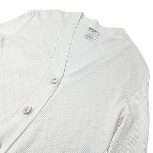 CHANEL Vintage 13P CC Mark Logo Knit Cardigan #36 White Cream Cotton Button