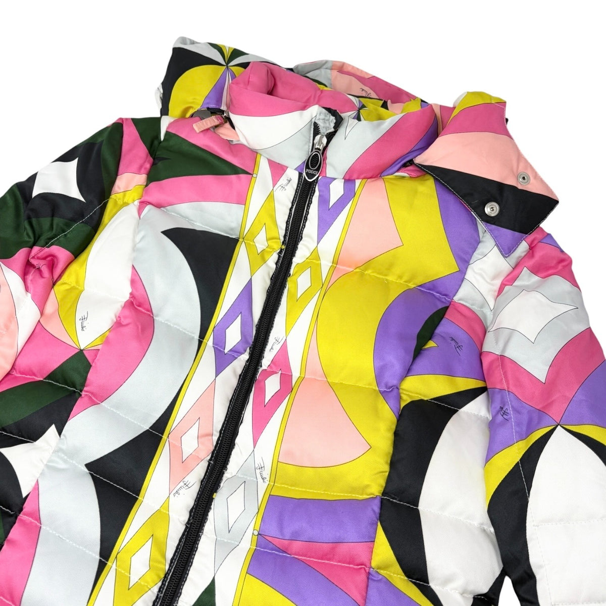 EMILIO PUCCI Vintage Geometric Print Puffer Jacket Coat #36 Multicolor 902812