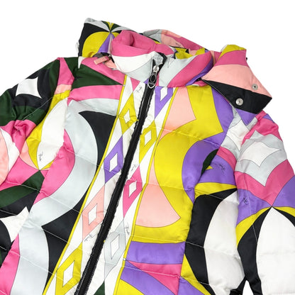 EMILIO PUCCI Vintage Geometric Print Puffer Jacket Coat #36 Multicolor 902812