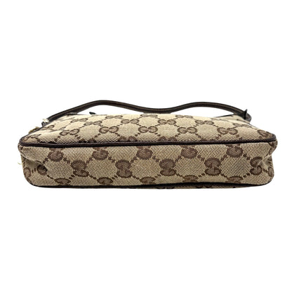 GUCCI Vintage GG Monogram Logo Pochette Mini Bag Charm Brown Canvas 902817