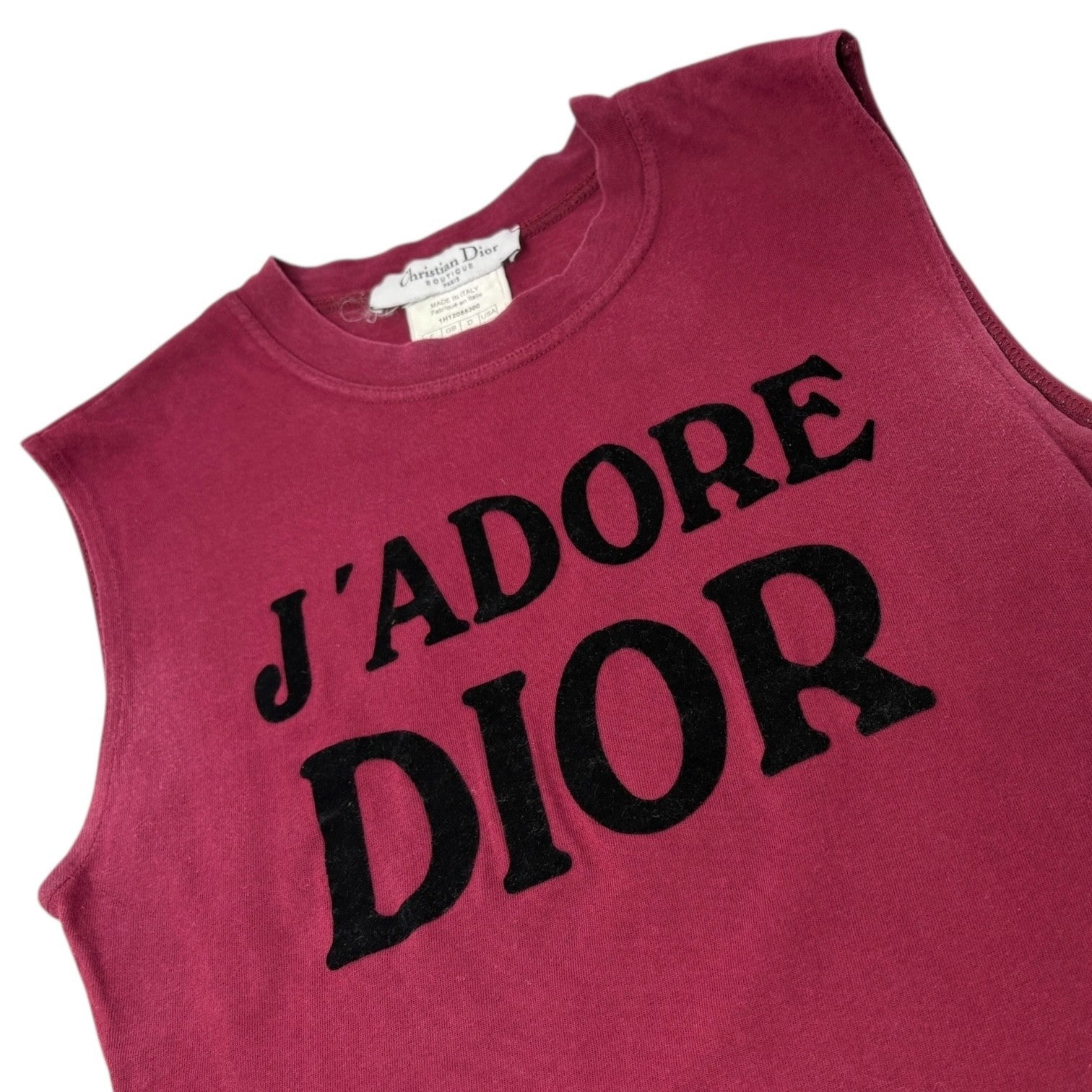 Christian Dior Vintage 2001 J'ADORE Logo Tank Top #36 Burgundy Black Cotton