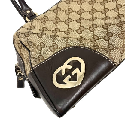 GUCCI Vintage GG Monogram Lovely Heart Shoulder Bag Beige Brown Canvas 902325