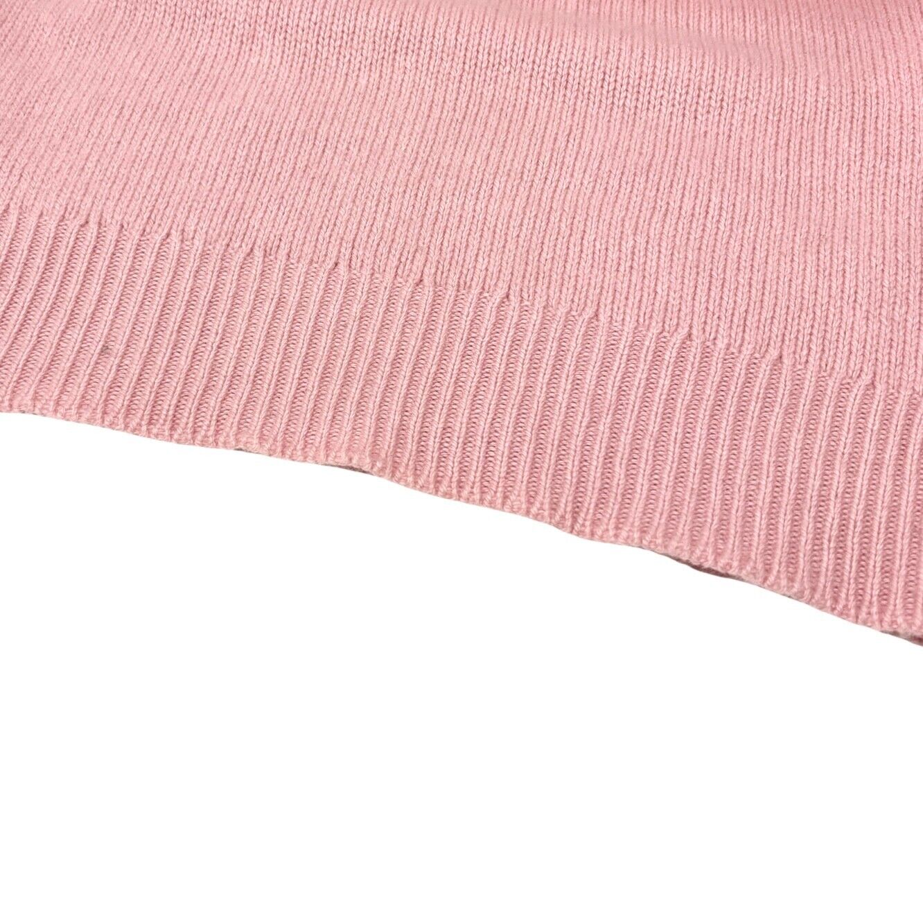 CHANEL Vintage 95A CC Logo Camellia Knit Sweater Top #42 Pink Cream Cashmere