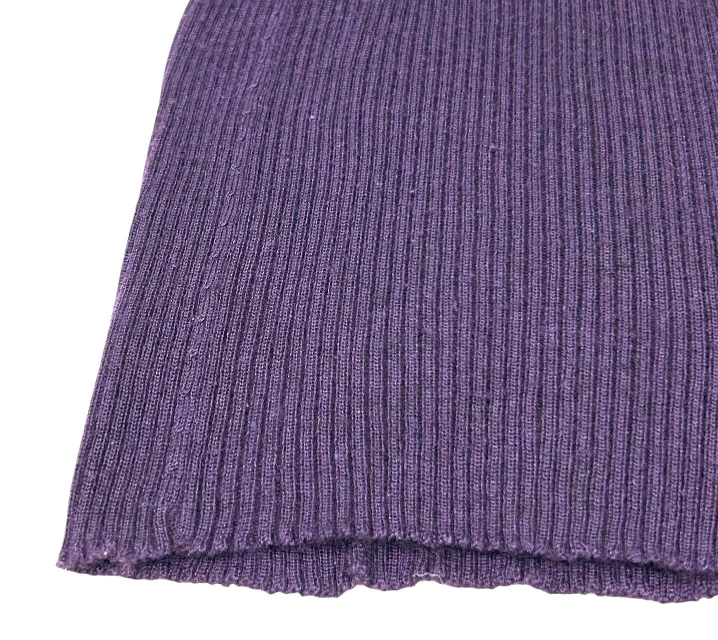 CHANEL Vintage 98A CC Logo Rib Knit Sweater Top #40 Turtleneck Purple Cashmere