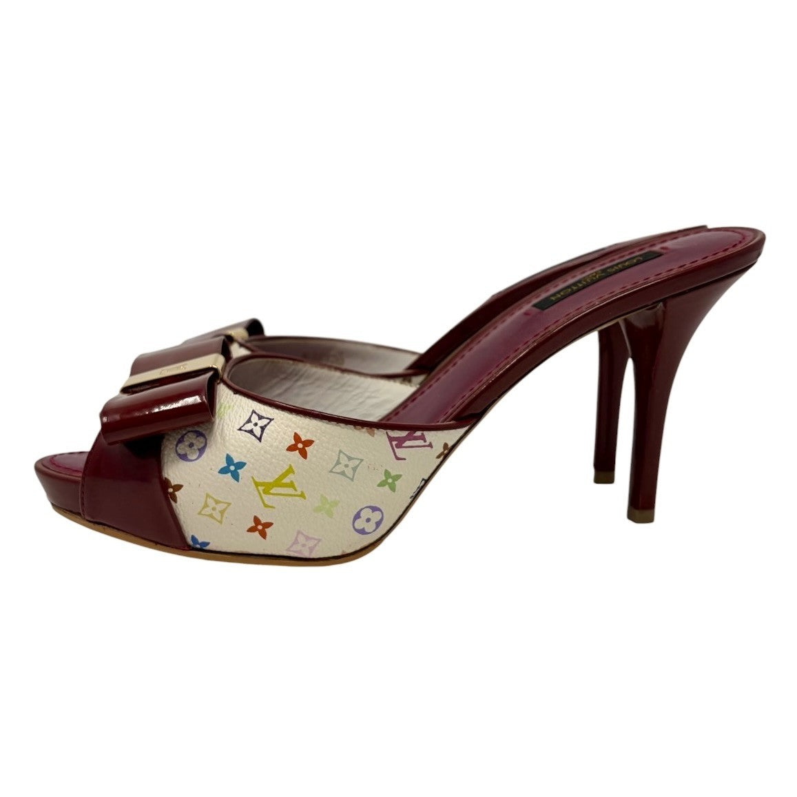 LOUIS VUITTON Vintage Monogram Multicolor Sandals Heels #39 Red 902565