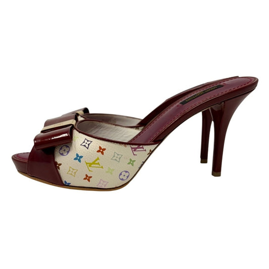 LOUIS VUITTON Vintage Monogram Multicolor Sandals Heels #39 Red 902565