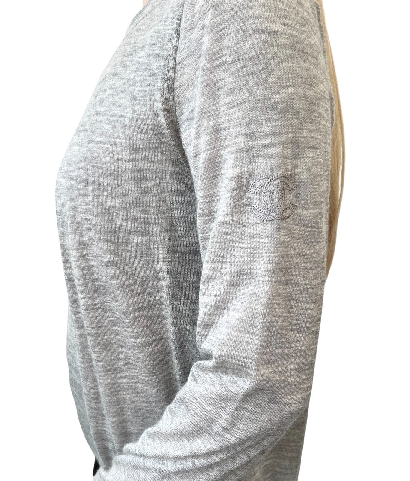 CHANEL Vintage 2012 CC Logo Cardigan Tank Top Set #34 Gray Cashmere Stitch