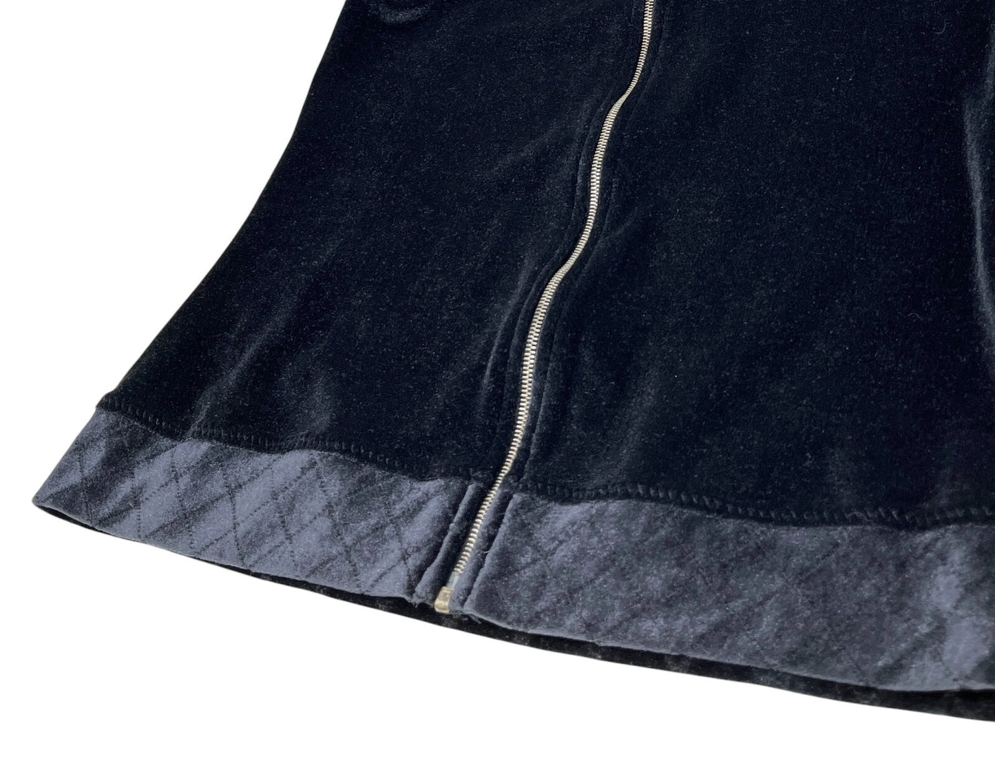 CHANEL Vintage 05C Hoodie Parka Jacket #36 Cropped Zip Velvet Black Nylon