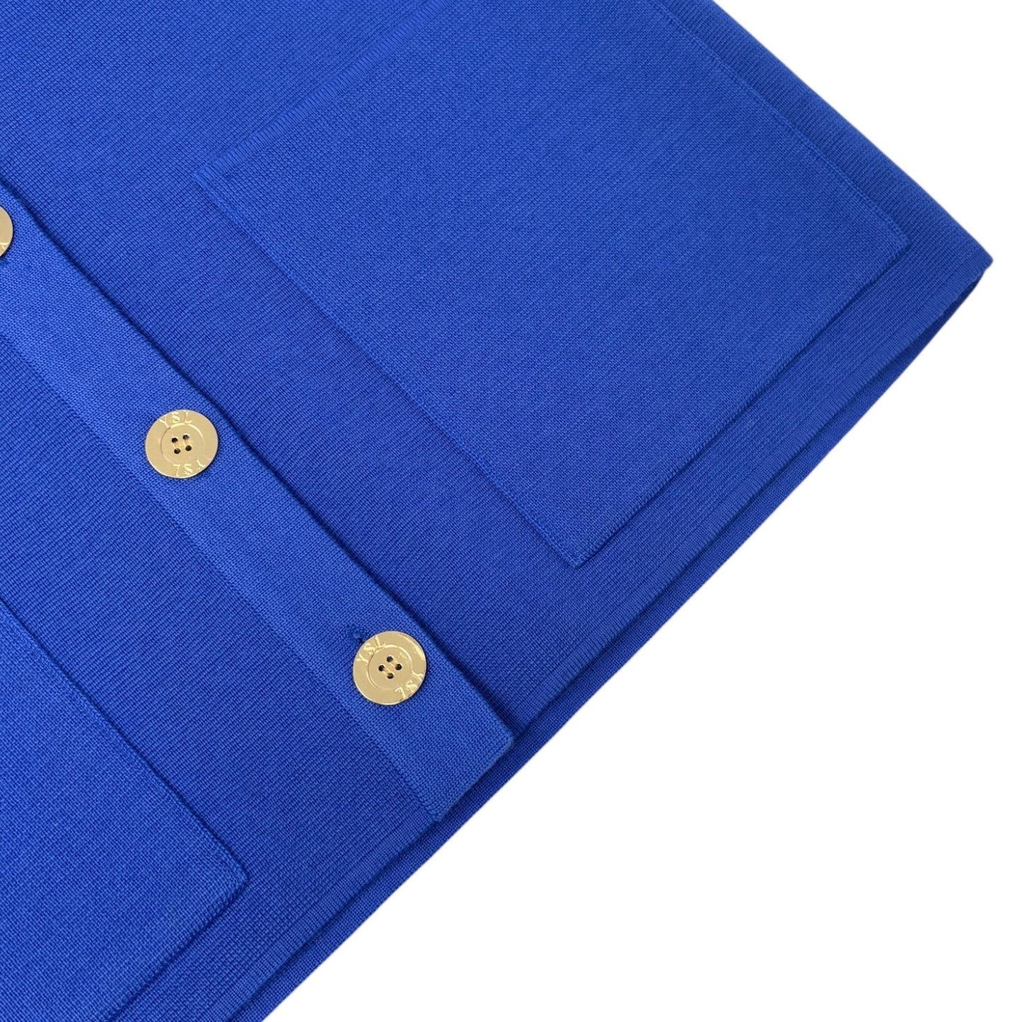 Yves Saint Laurent Vintage YSL Logo Cardigan Top Sweater #M Button Blue