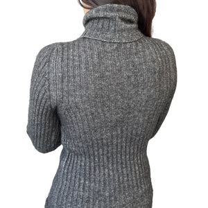 CHANEL Vintage P44578 CC Mark Turtleneck Sweater Top #36 Gray Cashmere RankAB+