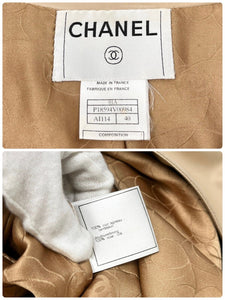 CHANEL Vintage 01A CC Mark Button Leather Coat #40 Long Jacket Cream Rank AB