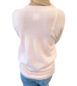 CHANEL Vintage 01A CC Mark Logo Knit Cardigan #42 Pink Brown Cashmere Stitch