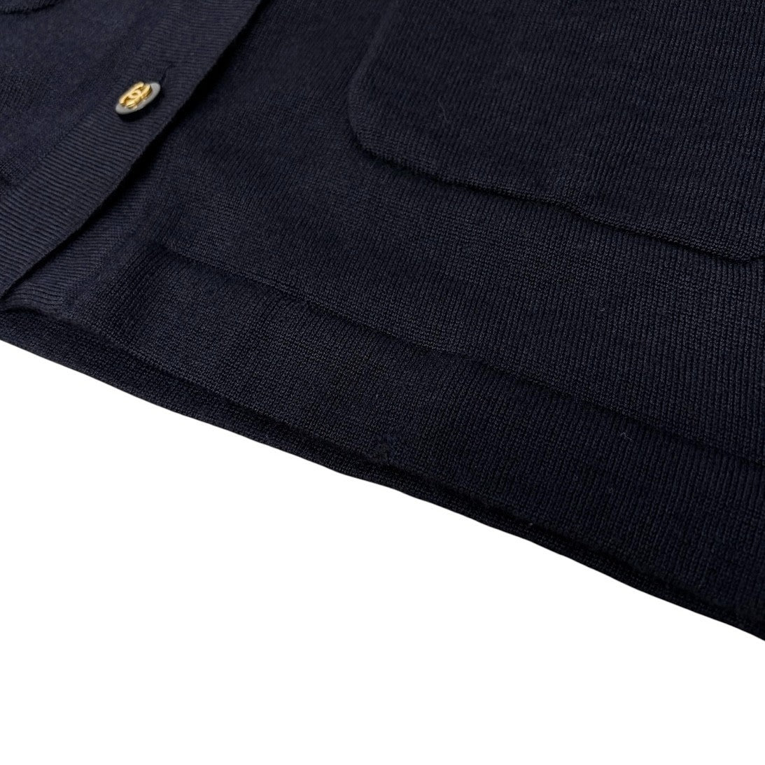 CHANEL Vintage 94A CC Button Cashmere Long Cardigan #40 Dark Blue Gold 902012