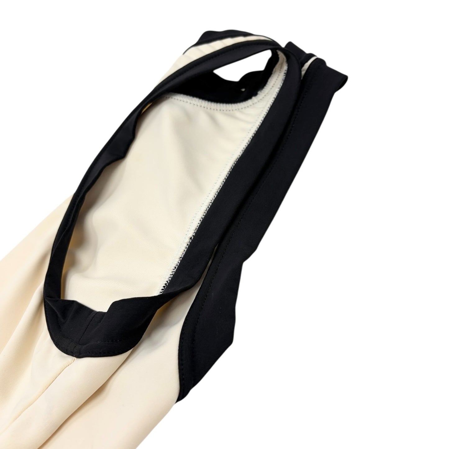 CHANEL Vintage CC Logo Spandex Cropped Tank Top #38 Cream Black Nylon