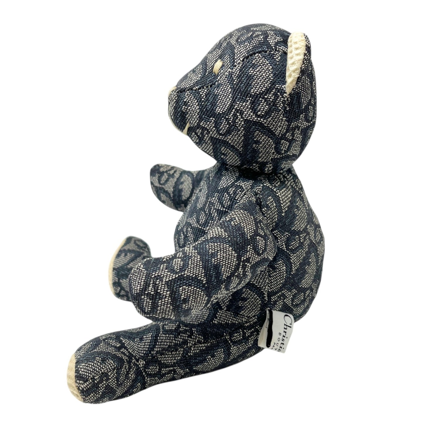 Christian Dior Vintage Trotter Monogram Teddy Bear Plush Toy Blue White Cotton
