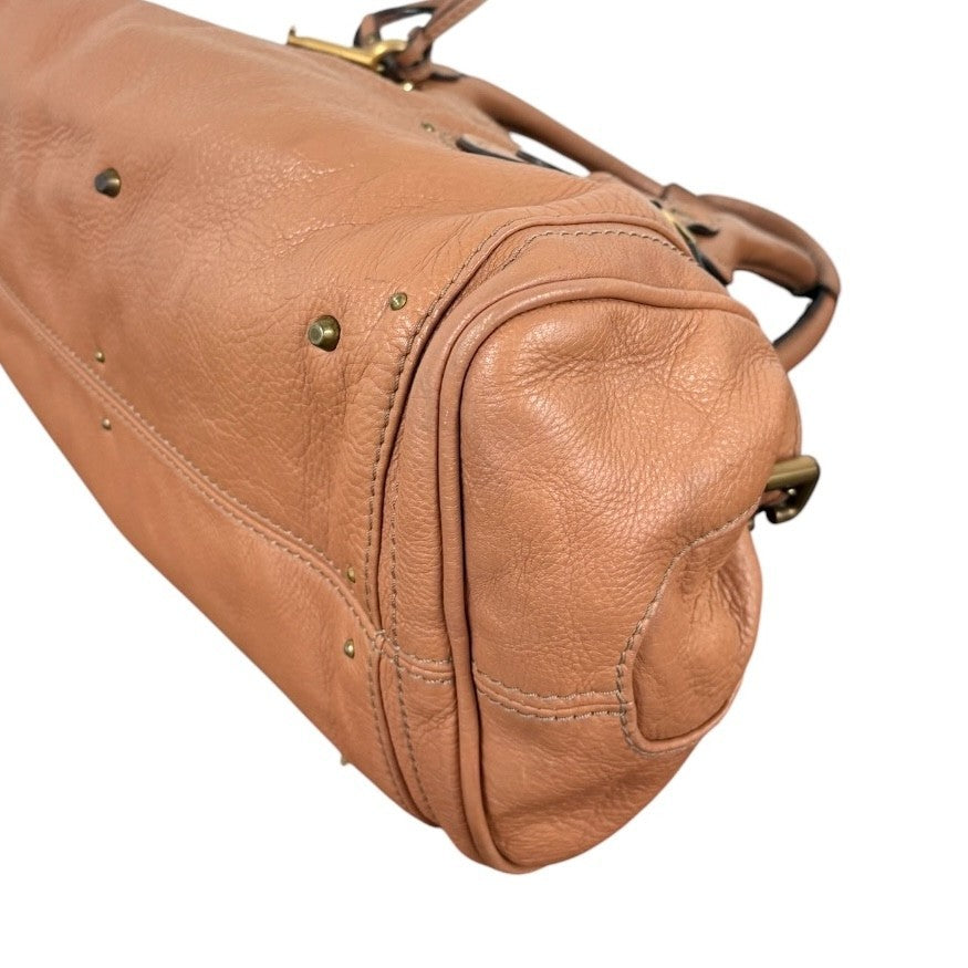 Chloe Vintage Paddington Padlock Key Boston Bag Leather Brown Gold 902318