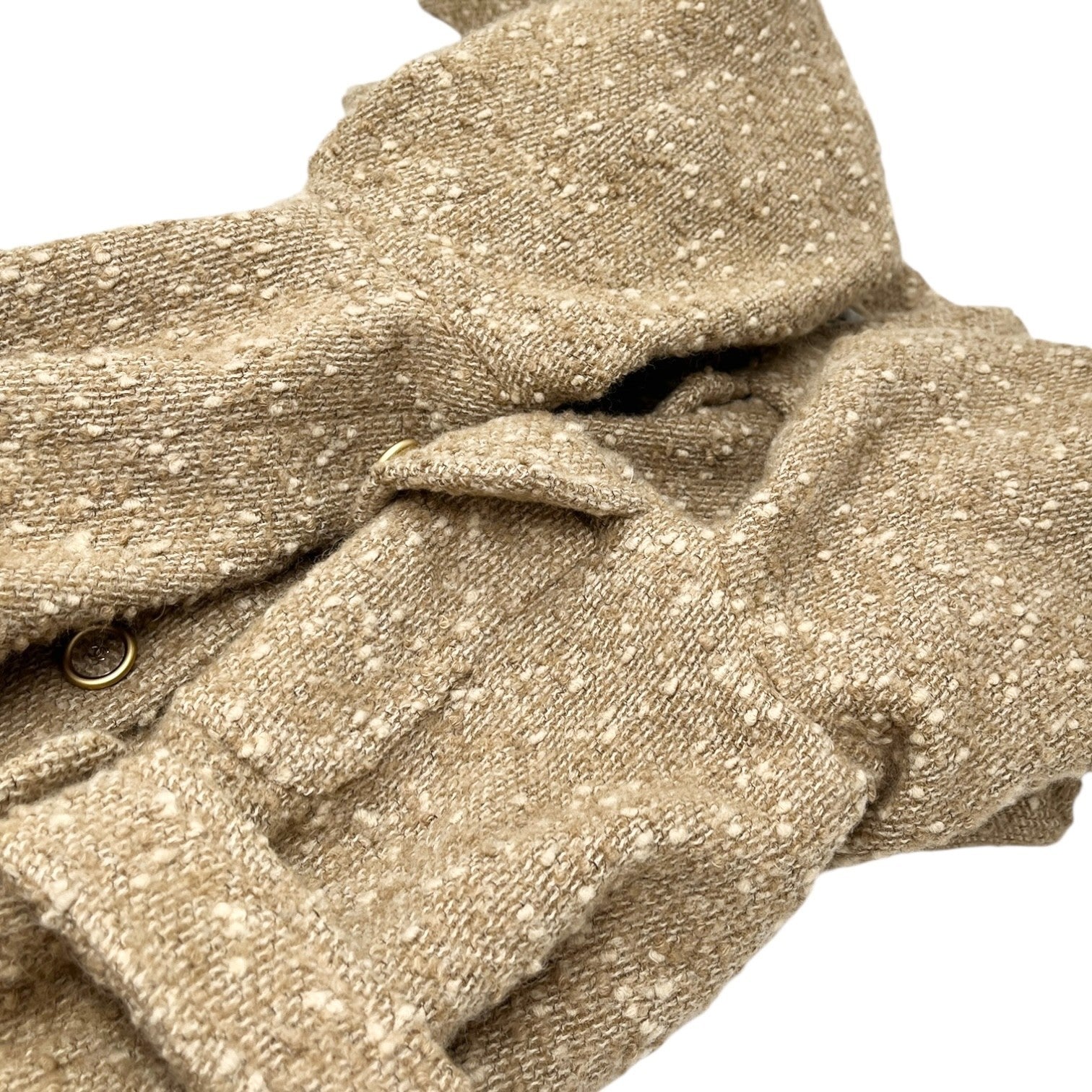 CHANEL Vintage 01A CC Logo Tweed Alpaca Blazer Coat Jacket #38 Light Brown