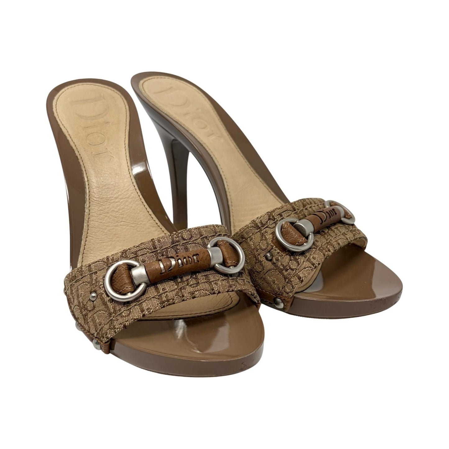 Christian Dior Vintage Trotter Monogram Sandals Heels #36