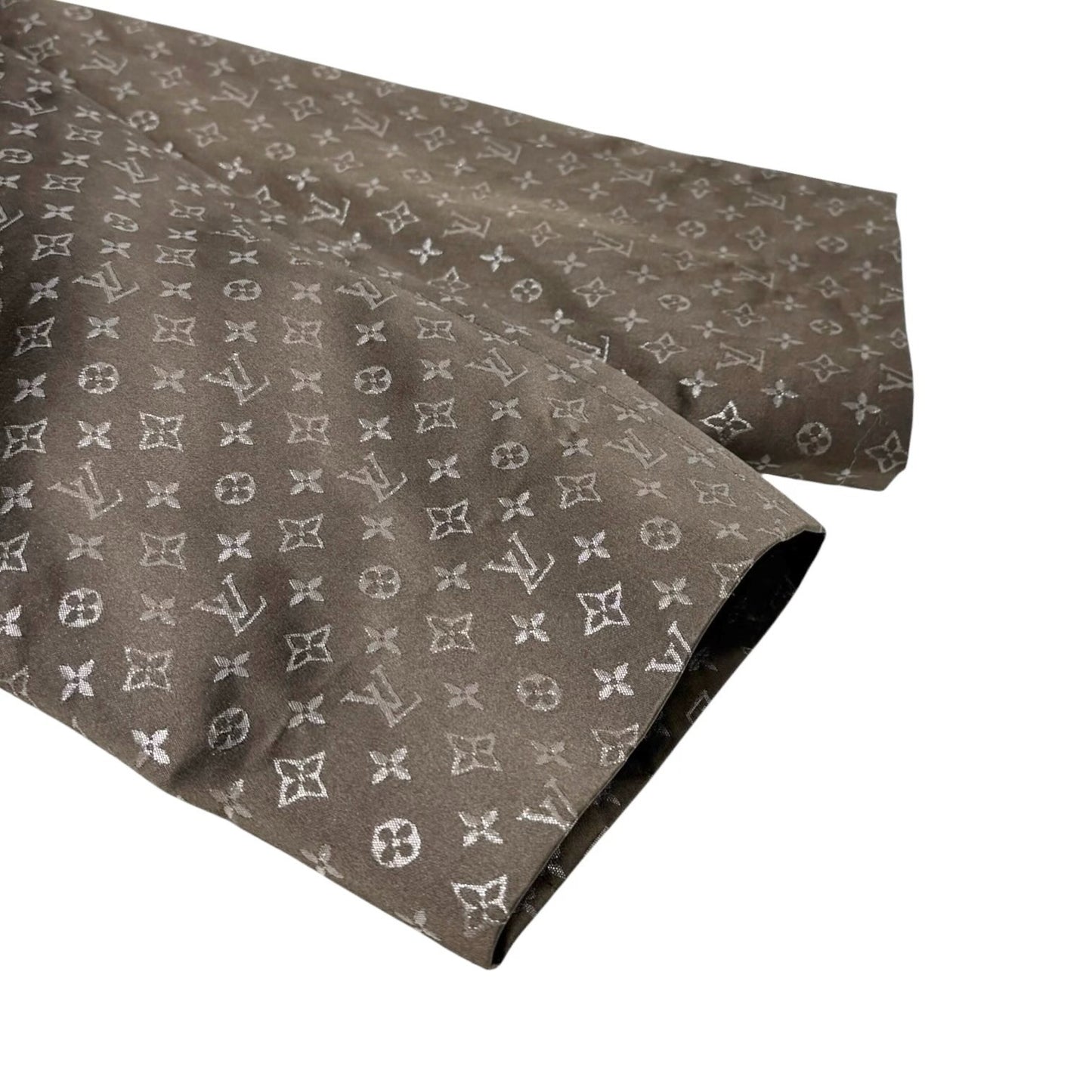 LOUIS VUITTON Vintage Monogram Silk Trench Coats Jacket Belt #36 Brown Silver