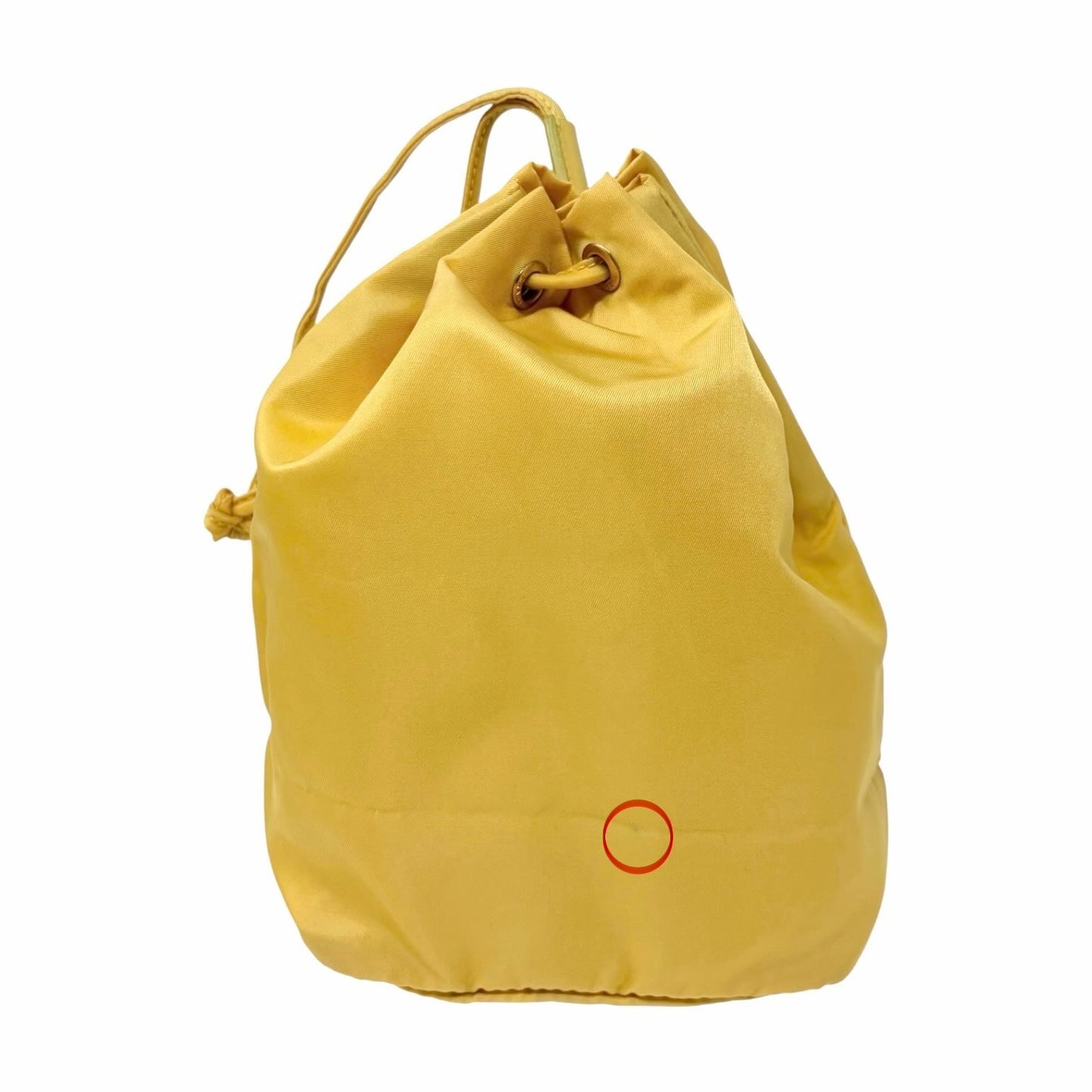 PRADA Vintage Triangle Logo Drawstring Bag Handbag Pouch Yellow Nylon