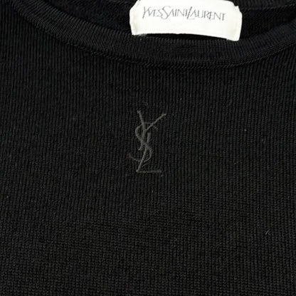 Yves Saint Laurent Vintage YSL Logo Knit Long Sleeve Top #M Black 901922